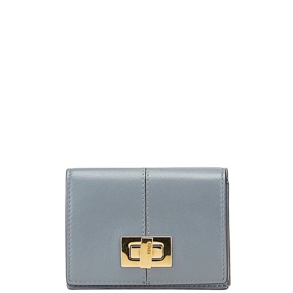 Fendi Beige Wallet Trifold Gray Peekaboo Leather - Picture 1 of 8